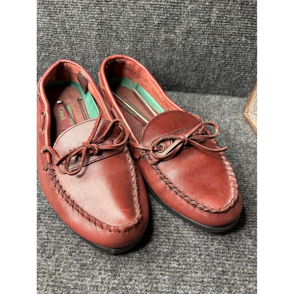 Mountain Creek Mens Leather Boat Shoes Loafers Brown Moc Toe 5459 Size 10.5